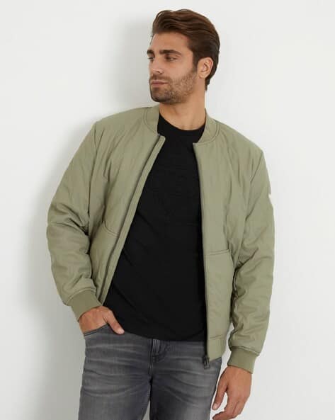 Regular Fit Zip-Front Bomber Jacket