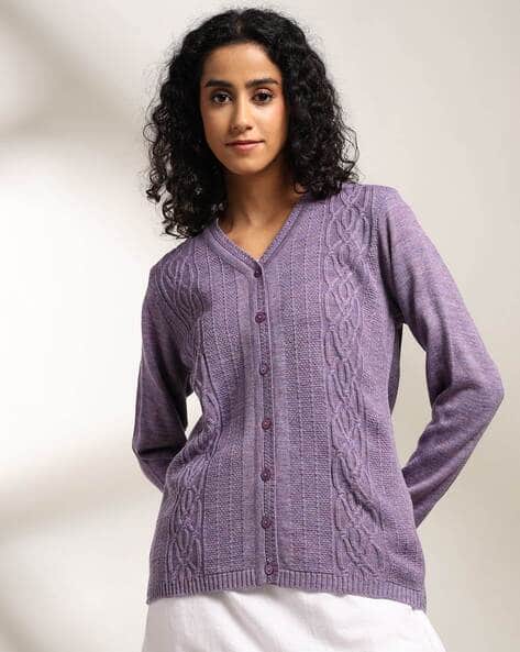 Women Cable-Knit V-Neck Cardigan