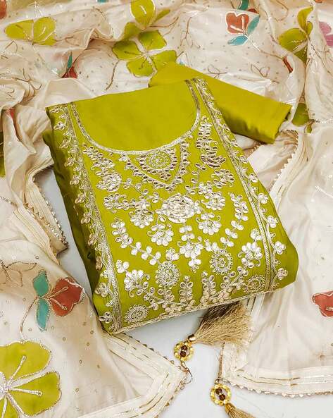 Embellished Unstitched Dress Material Price in India