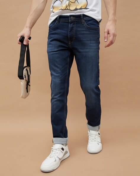 Men Light Washed Skinny Jeans