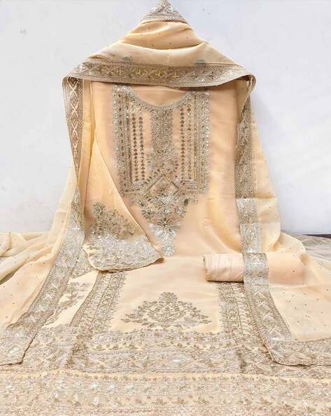 Embellished Unstitched Dress Material Price in India