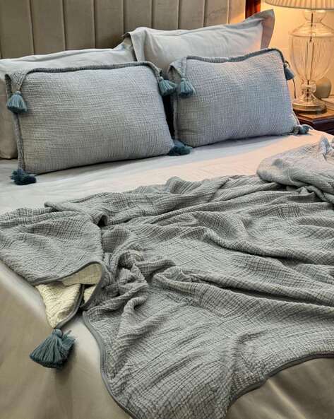 Buy Sadyaska Cotton Woven King-Size Bedspread with Pillow Covers