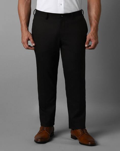 LOUIS PHILIPPE Men Tapered Fit Flat-Front Trousers