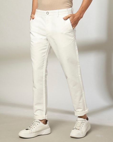 Men Tapered Fit Flat-Front Chinos