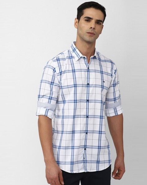 Men Checked Full-Sleeve Slim Fit Shirt