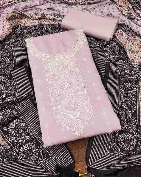 Women Embroidered Unstitched Dress Material Price in India