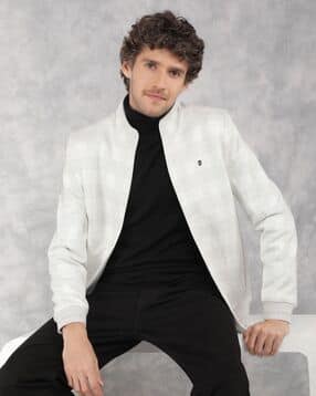 crimsoune club Men Checked Zip-Front Bomber Jacket-picture-15