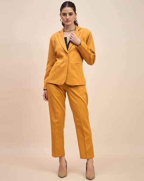 Women Lapel-Collar Blazer Trousers Set