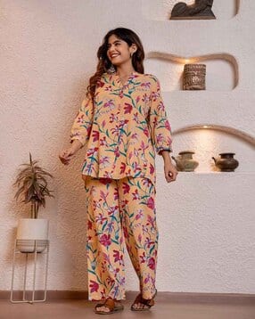 Women Cotton 2-Piece Top & Palazzos Set-image-23