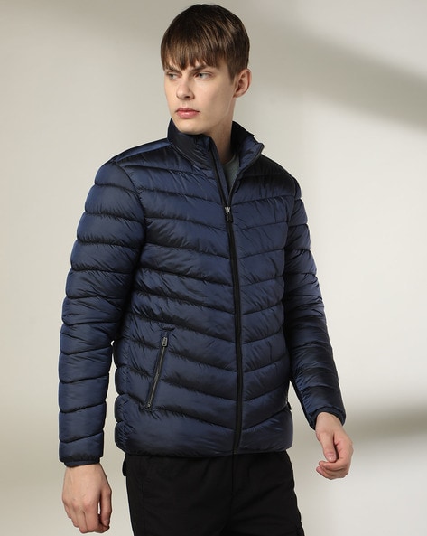 Mens slim fit puffer jacket best sale