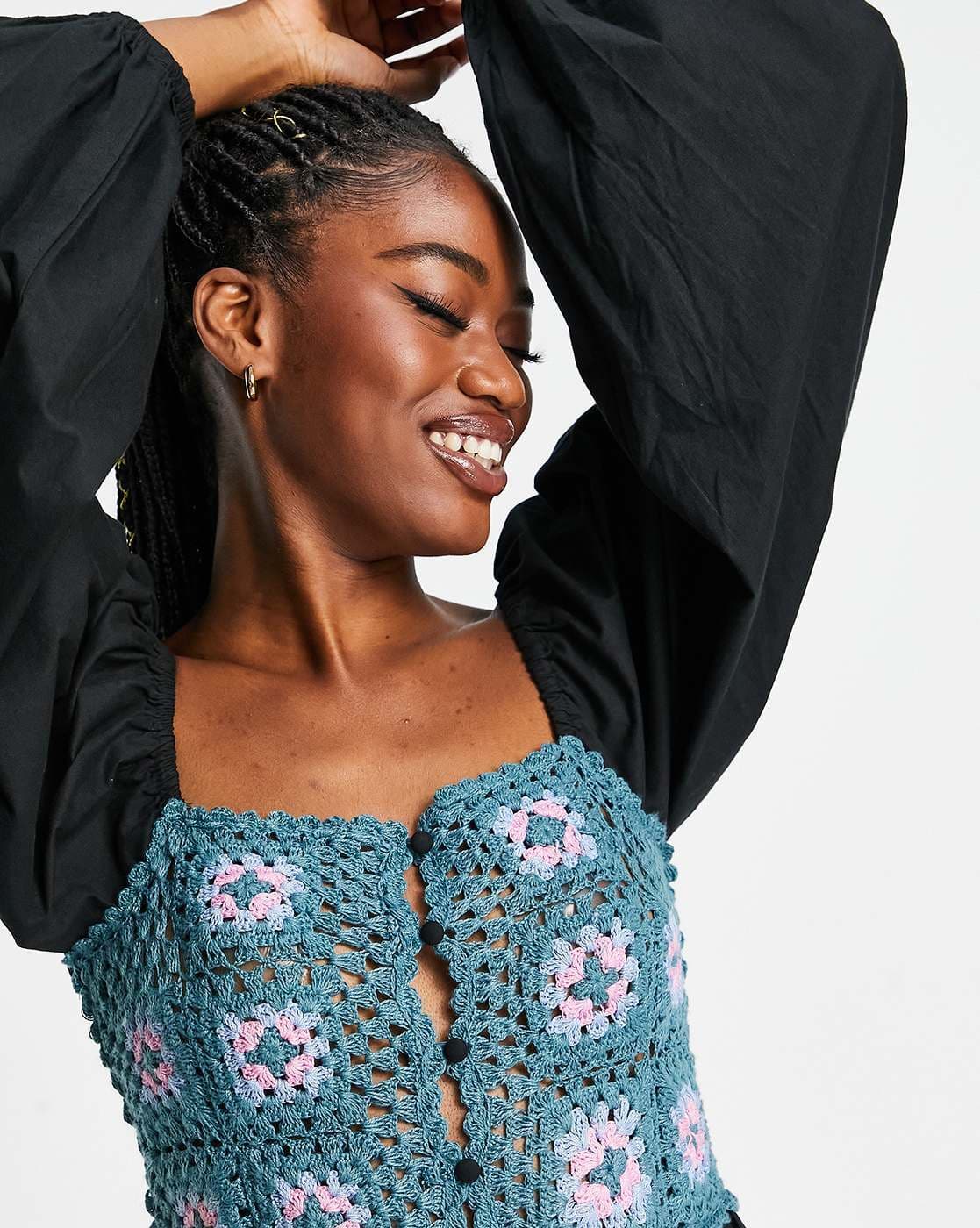 princess polly baby blue dress ASOS DESIGN Crochet And Patched Lace Maxi Dress In Black for Women