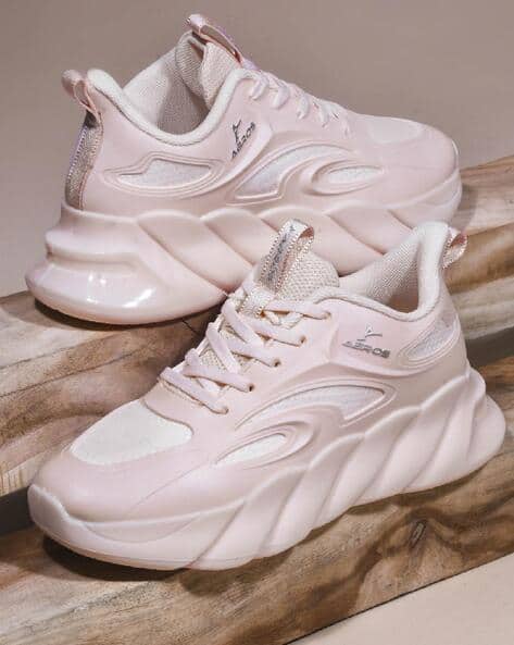 Women Knitted Lace-Up Running Shoes