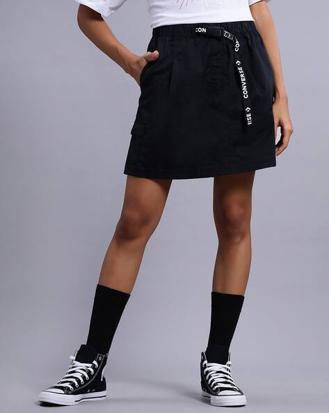 ajio mini black skirt with pockets