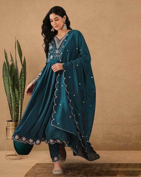 Buy Teal Kurta Suit Sets for Women by Nyrika Online