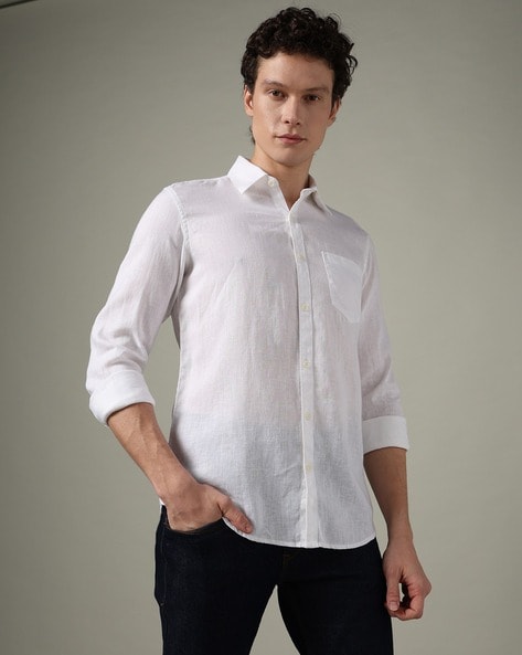 Men Regular Slim Fit Shirt with Patch Pocket