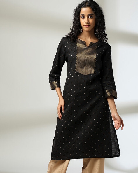 Women Woven Straight Kurta