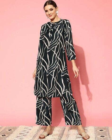 Varanga Women Abstract Print Straight Kurta with Pants