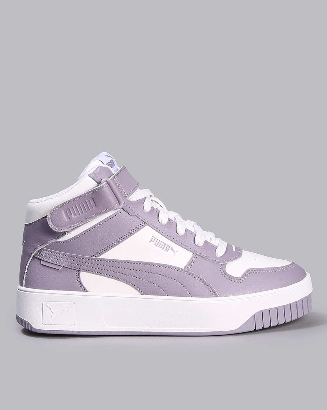 Pink Purple Puma High Tops Carina Street Mid-Top Lace-Up Walking Shoes