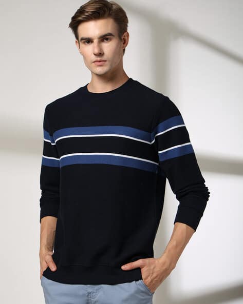 Men Striped Slim Fit Sweatshirt