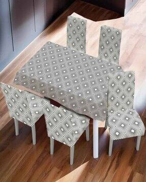 umai Set of 7 Geometric Print 6-Seater Table Covers-picture-23