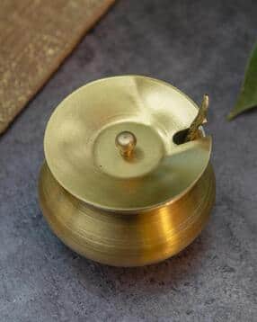 Pure Brass Ghee Pot with Lid & Spoon-image-49