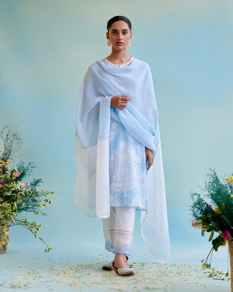 Women Dupatta with Lace Detail Price in India