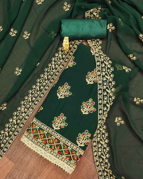 Embellished 3-Piece Unstitched Dress Material Price in India