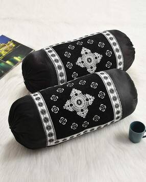 hargunz Set of 2 Floral Woven Bolsters 32" x 16"-picture-14