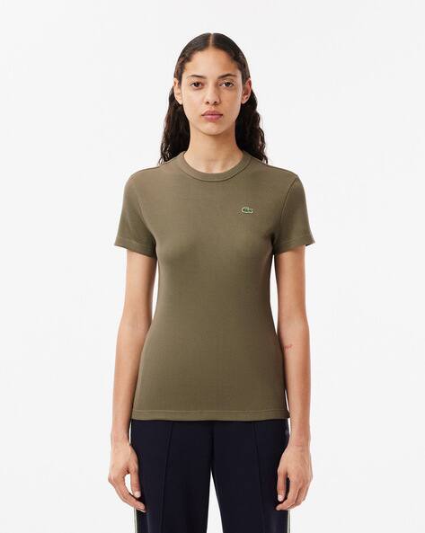 Women Ribbed Slim Fit Round-Neck T-Shirt