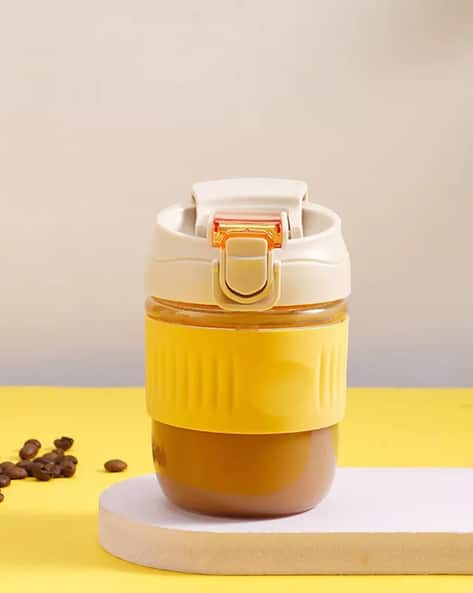 Reusable Travel Mug with Silicone Sleeve Straw Lid