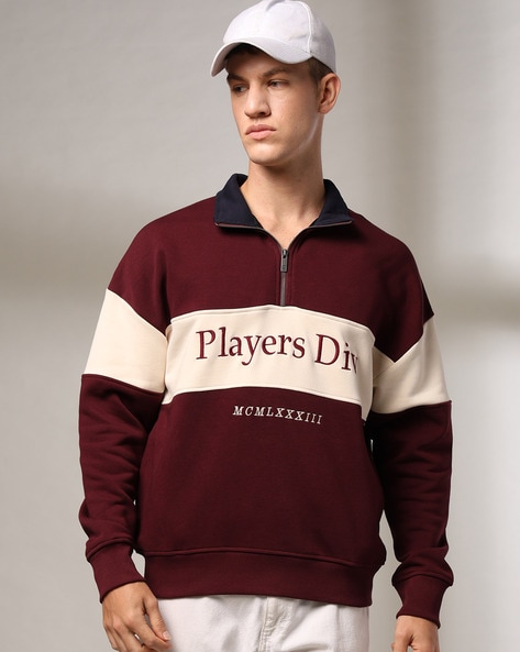 Men Colourblock Relaxed Fit Sweatshirt