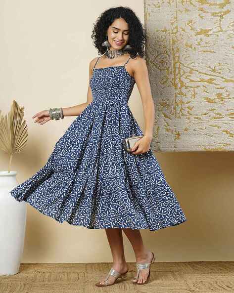 midi ethnic dress Elegant Long Sleeve Batik Dress