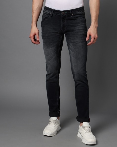 Men Lightly Washed Straight Fit Jeans