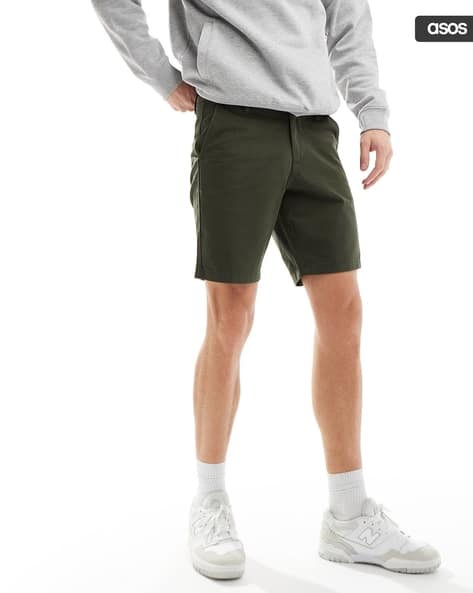 Men Slim Fit Chino Shorts with Elasticated Waist
