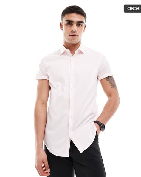 Men Slim Fit Stretch Work Shirt