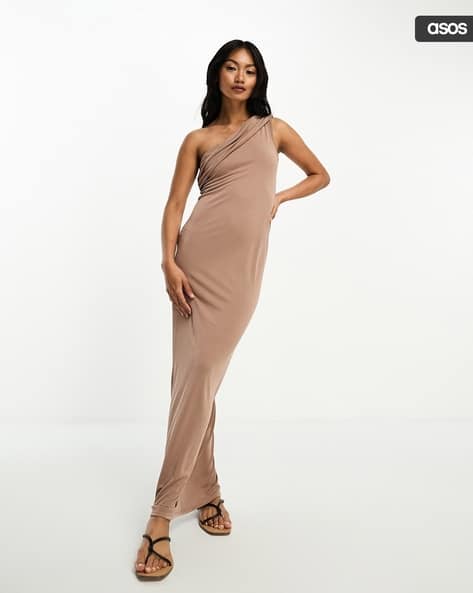 ASOS DESIGN Women Ruched One-Shoulder Maxi Bodycon Dress