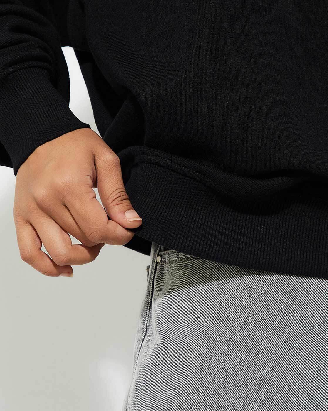 OVY Original Fabric Crew Neck Sweat 黒 L URB_N Men Oversized Textured Sweatshirt | Black | Textured