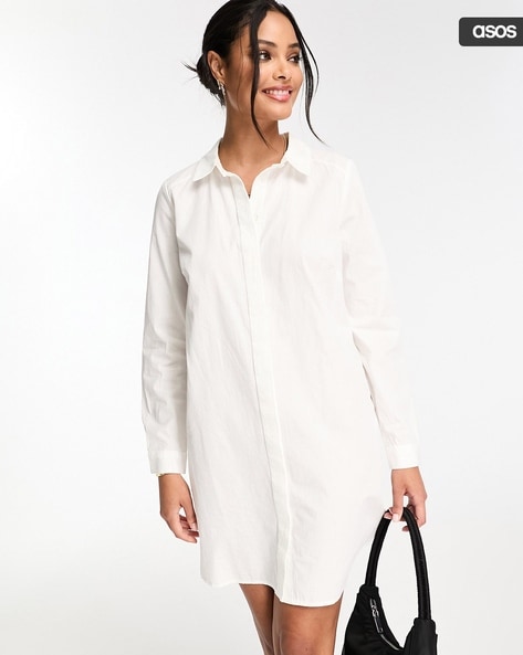 Asos white button dress online