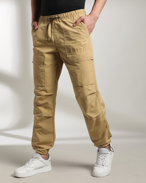 Men Loose Fit Flat-Front Cargo Trousers