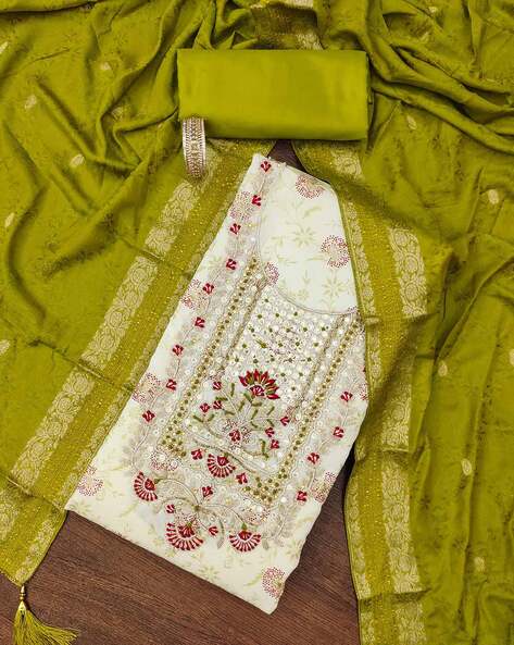 Embellished Unstitched Dress Material Price in India