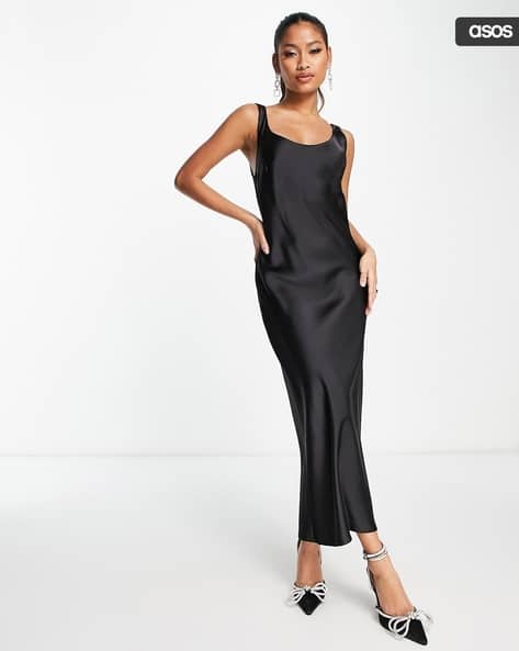 Women Scoop-Neck Midi Sheath Slip Dress