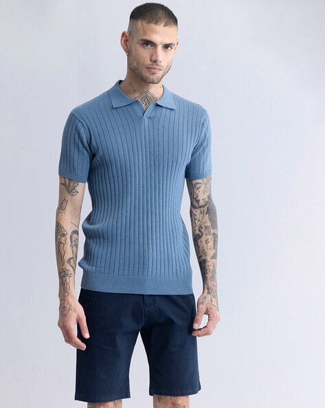 Ribbed Slim Fit Polo T-Shirt