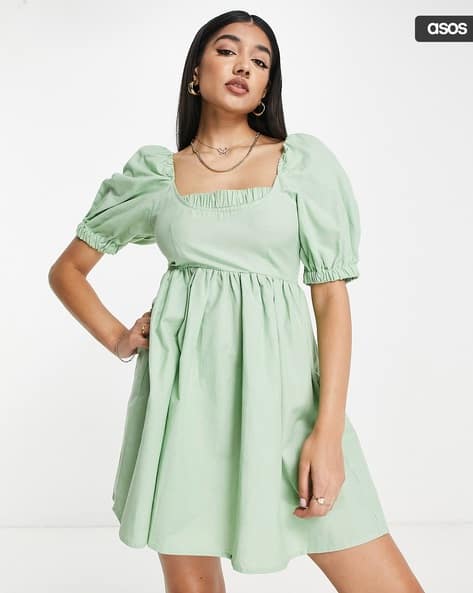 Women Mini Smock Dress with Shirred Back