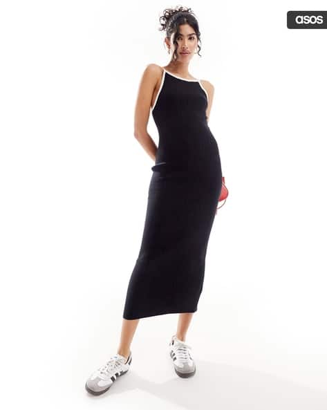 Buy ASOS DESIGN Women Midi Bodycon Strappy Kn... Online | Ajio.com