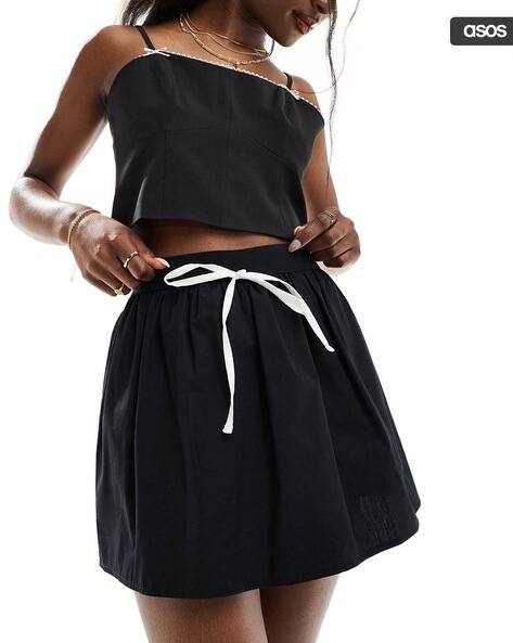 Women Miss Selfridge Micro Mini Contrast Tie Skirt