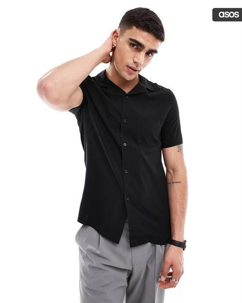 Men Stretch Slim Fit Work Revere Shirt