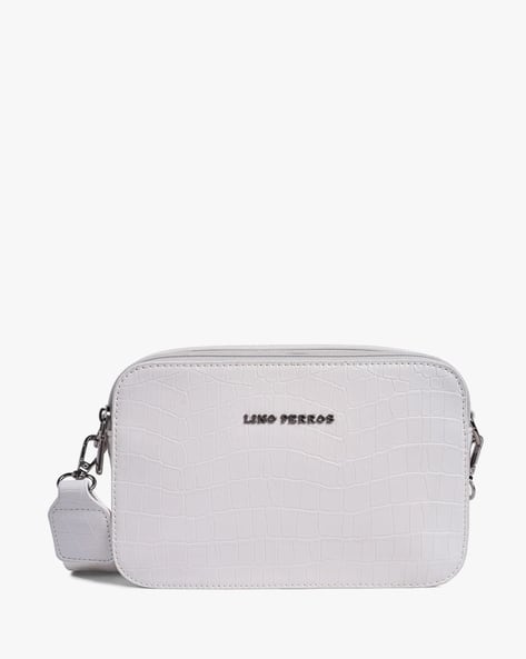 Lino Perros Women Croc-Embossed Messanger Bag with Detachable Strap