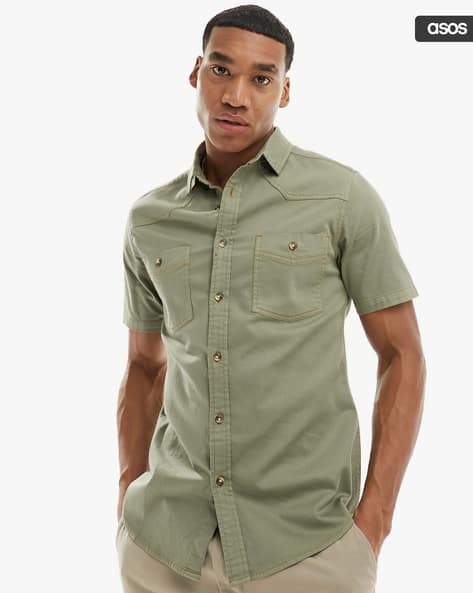 Men Slim Fit Denim Shirt