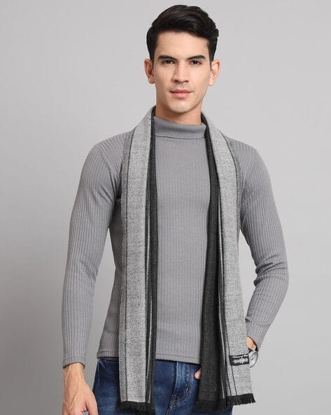 Men Scarf with Fringe Hem