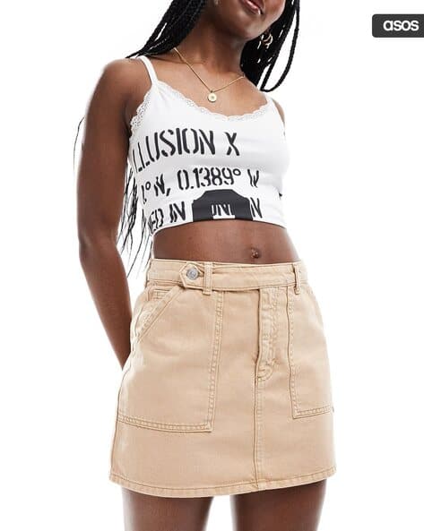 スカート andmary Harper twill mini skirt beige S スカート andmary Harper twill mini skirt beige S ANDMARY